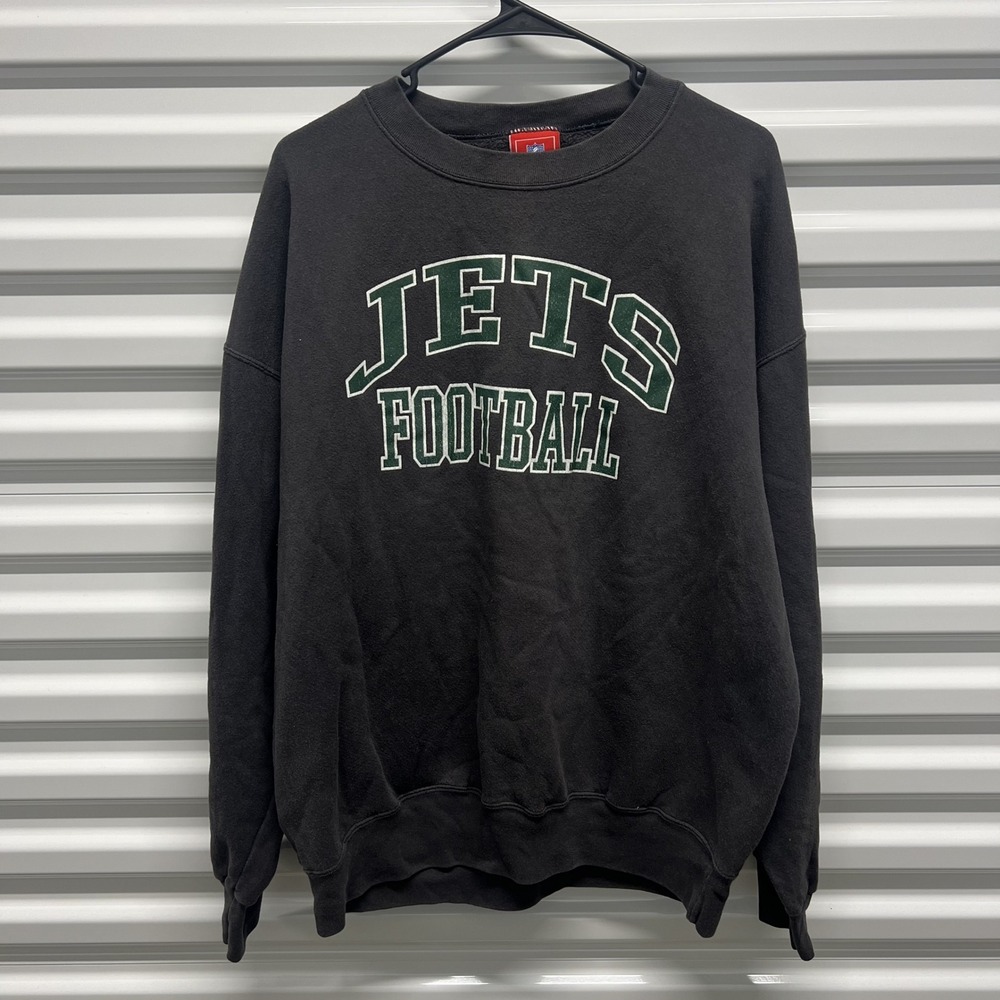 NFL Vintage‎ NY Jets Football Sweatshirt XL Black Retro Oversized Crewneck